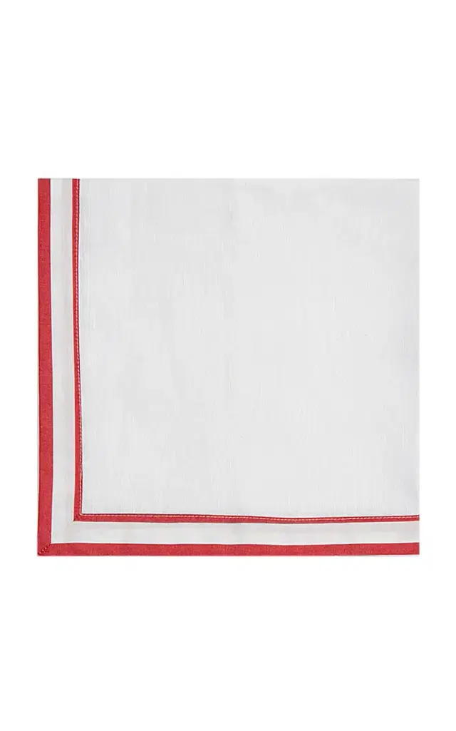 Set-of-Two Opaline Linen-Cotton Dinner Napkin - White