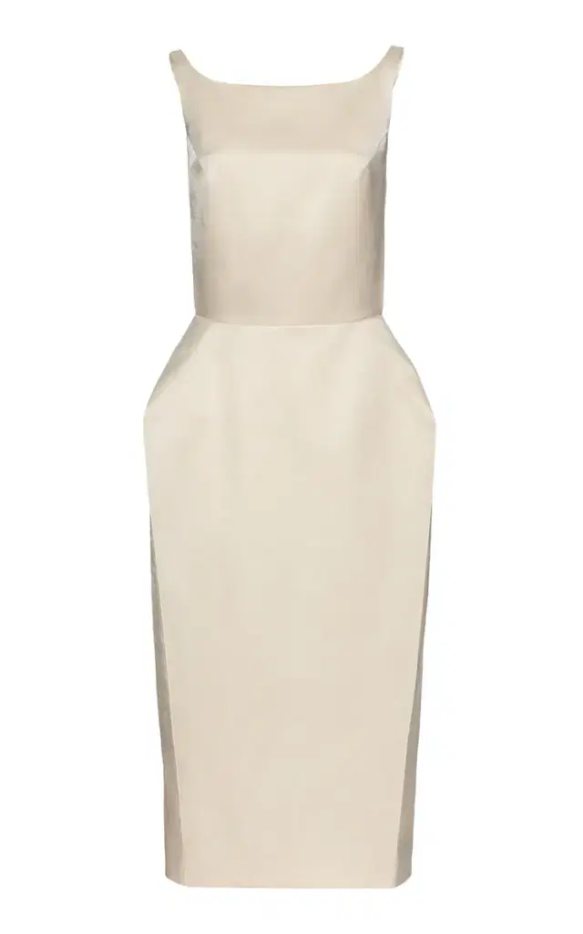 Linen-Blend Midi Dress