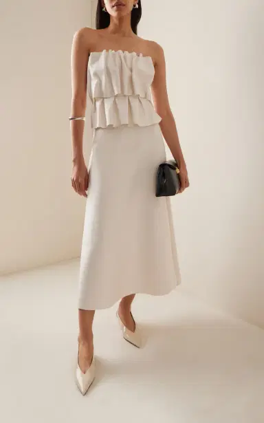 House of Dagmar Ruffled Stretch-Crepe Strapless Midi Dress | Thumbnail 2