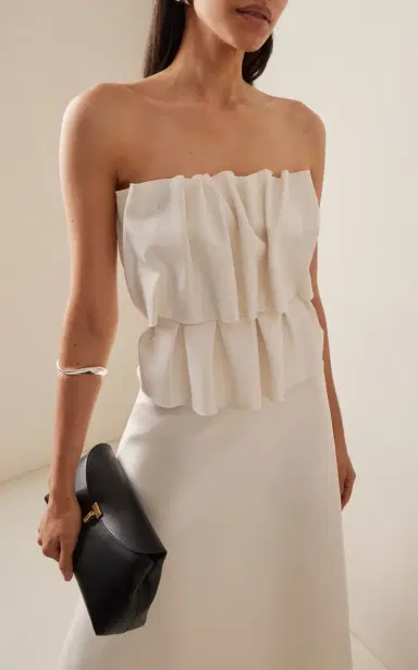 House of Dagmar Ruffled Stretch-Crepe Strapless Midi Dress | Thumbnail 3