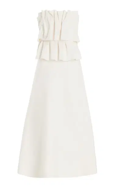House of Dagmar Ruffled Stretch-Crepe Strapless Midi Dress | Thumbnail 1