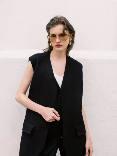 Bottega Veneta Oversized Cotton-Blend Melange Vest | Thumbnail 2 Bottega Veneta Oversized Cotton-Blend Melange Vest | Thumbnail 2