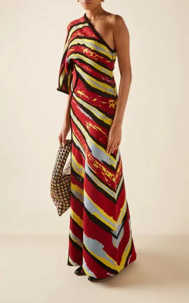 Bottega Veneta One-Shoulder Jacquard-Knit Maxi Dress | Thumbnail 2