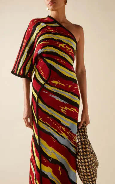 Bottega Veneta One-Shoulder Jacquard-Knit Maxi Dress | Thumbnail 3