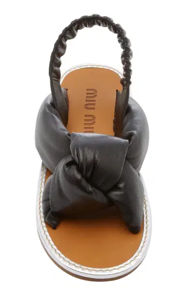 Miu Miu Puffy Leather Sandals | Thumbnail 4
