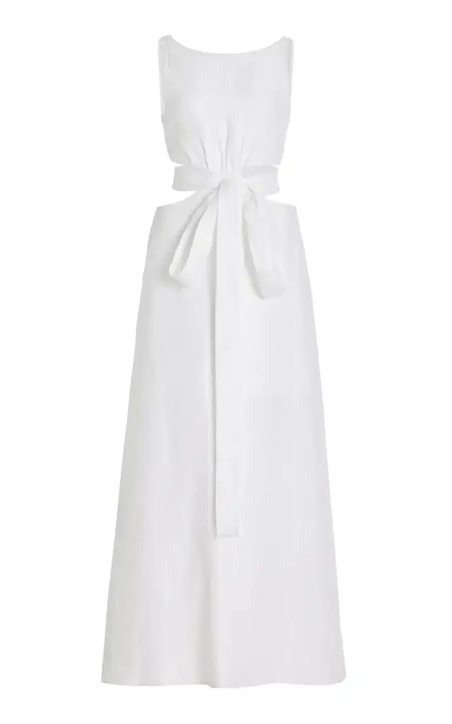 BONDI BORN Comino Cutout Organic Linen Maxi Dress