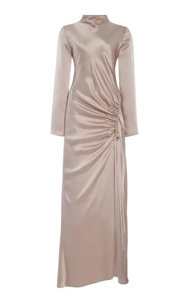 LAPOINTE Exclusive Gathered Satin Maxi Dress