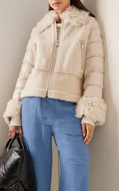 Moncler Gaillands Shearling-Trimmed Leather Down Jacket | Thumbnail 3