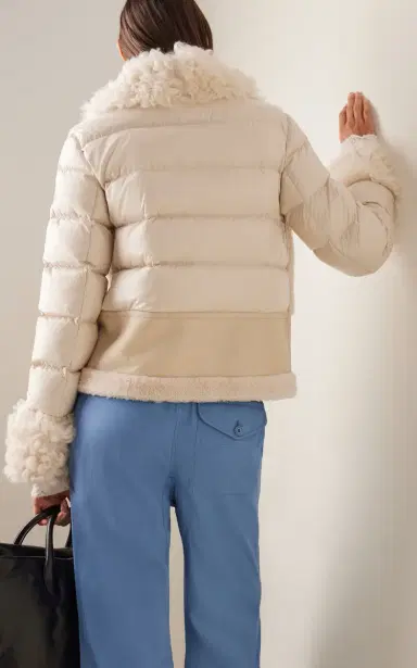 Moncler Gaillands Shearling-Trimmed Leather Down Jacket | Thumbnail 4