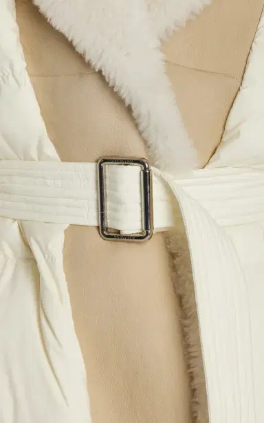 Moncler Shearling-Trimmed Down-Detailed Wool-Blend Long Cardigan | Thumbnail 5 Moncler Shearling-Trimmed Down-Detailed Wool-Blend Long Cardigan | Thumbnail 5