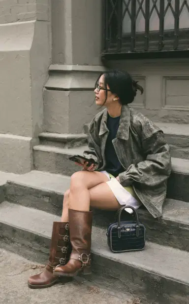Miu Miu Stivali Buckle-Detailed Leather Knee Boots | Thumbnail 2 Miu Miu Stivali Buckle-Detailed Leather Knee Boots | Thumbnail 2