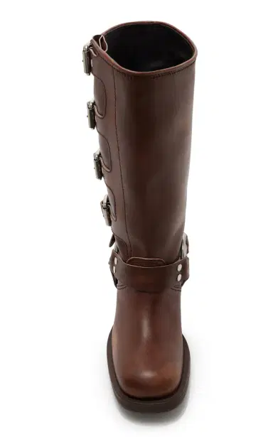 Miu Miu Stivali Buckle-Detailed Leather Knee Boots | Thumbnail 4 Miu Miu Stivali Buckle-Detailed Leather Knee Boots | Thumbnail 4