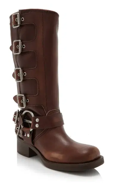 Miu Miu Stivali Buckle-Detailed Leather Knee Boots | Thumbnail 5 Miu Miu Stivali Buckle-Detailed Leather Knee Boots | Thumbnail 5