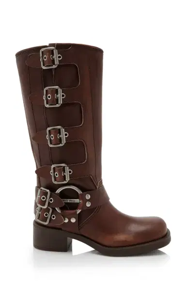 Miu Miu Stivali Buckle-Detailed Leather Knee Boots | Thumbnail 7 Miu Miu Stivali Buckle-Detailed Leather Knee Boots | Thumbnail 7