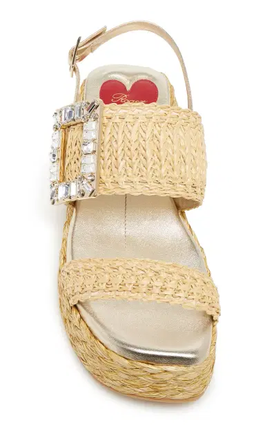 Roger Vivier Crystal-Buckle Raffia Platform Sandals | Thumbnail 3 Roger Vivier Crystal-Buckle Raffia Platform Sandals | Thumbnail 3