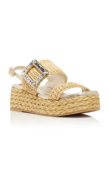 Roger Vivier Crystal-Buckle Raffia Platform Sandals | Thumbnail 5 Roger Vivier Crystal-Buckle Raffia Platform Sandals | Thumbnail 5