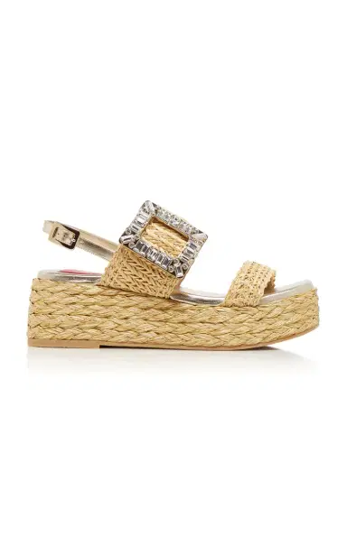 Roger Vivier Crystal-Buckle Raffia Platform Sandals | Thumbnail 6 Roger Vivier Crystal-Buckle Raffia Platform Sandals | Thumbnail 6