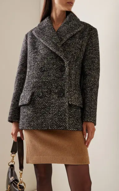 Miu Miu Chevron Double-Breasted Wool-Blend Jacket | Thumbnail 2 Miu Miu Chevron Double-Breasted Wool-Blend Jacket | Thumbnail 2