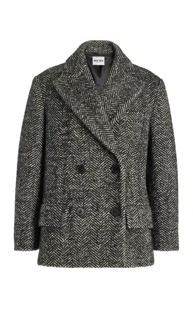 Miu Miu Chevron Double-Breasted Wool-Blend Jacket | Thumbnail 1 Miu Miu Chevron Double-Breasted Wool-Blend Jacket | Thumbnail 1