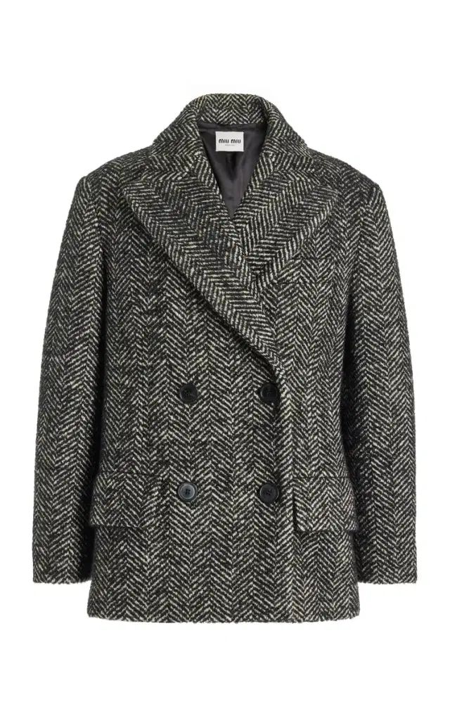 Miu Miu Chevron Double-Breasted Wool-Blend Jacket