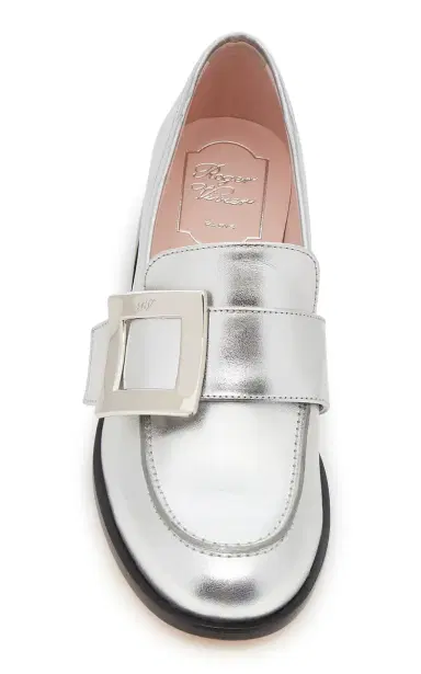 Roger Vivier Viv' Rangers Buckle-Embellished Metallic Leather Loafers | Thumbnail 3