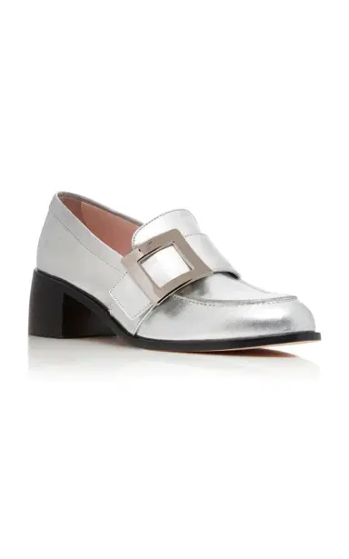 Roger Vivier Viv' Rangers Buckle-Embellished Metallic Leather Loafers | Thumbnail 5