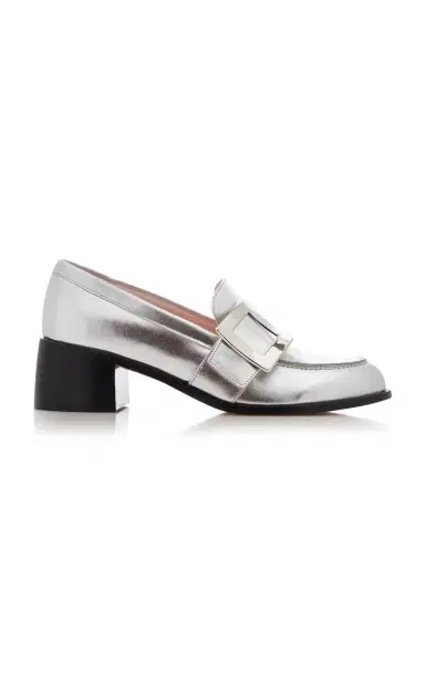 Roger Vivier Viv' Rangers Buckle-Embellished Metallic Leather Loafers | Thumbnail 1