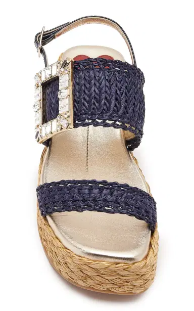 Roger Vivier Summer Strass-Embellished Buckle Raffia Platform Sandals | Thumbnail 2 Roger Vivier Summer Strass-Embellished Buckle Raffia Platform Sandals | Thumbnail 2