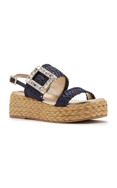 Roger Vivier Summer Strass-Embellished Buckle Raffia Platform Sandals | Thumbnail 4 Roger Vivier Summer Strass-Embellished Buckle Raffia Platform Sandals | Thumbnail 4