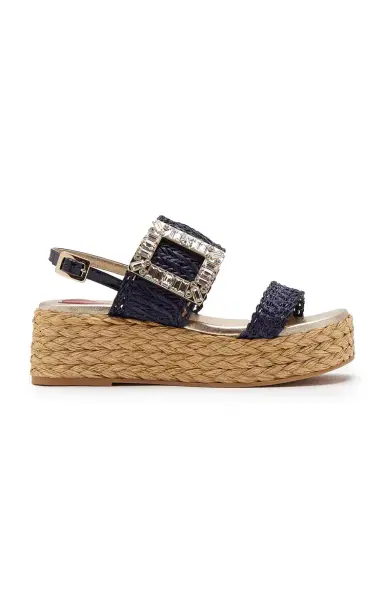 Roger Vivier Summer Strass-Embellished Buckle Raffia Platform Sandals | Thumbnail 5 Roger Vivier Summer Strass-Embellished Buckle Raffia Platform Sandals | Thumbnail 5