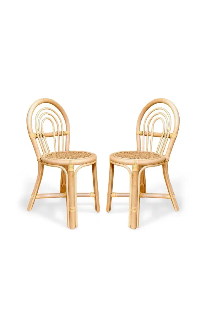 Set-of-Two Rainbow Rattan Kids Chairs