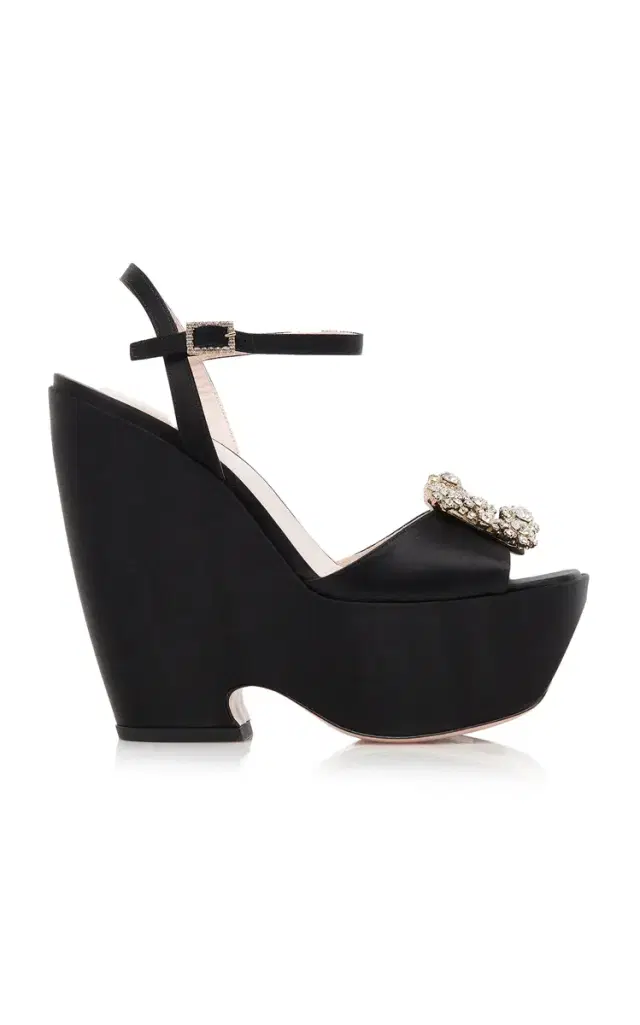 Roger Vivier Flower Satin Platform Sandals