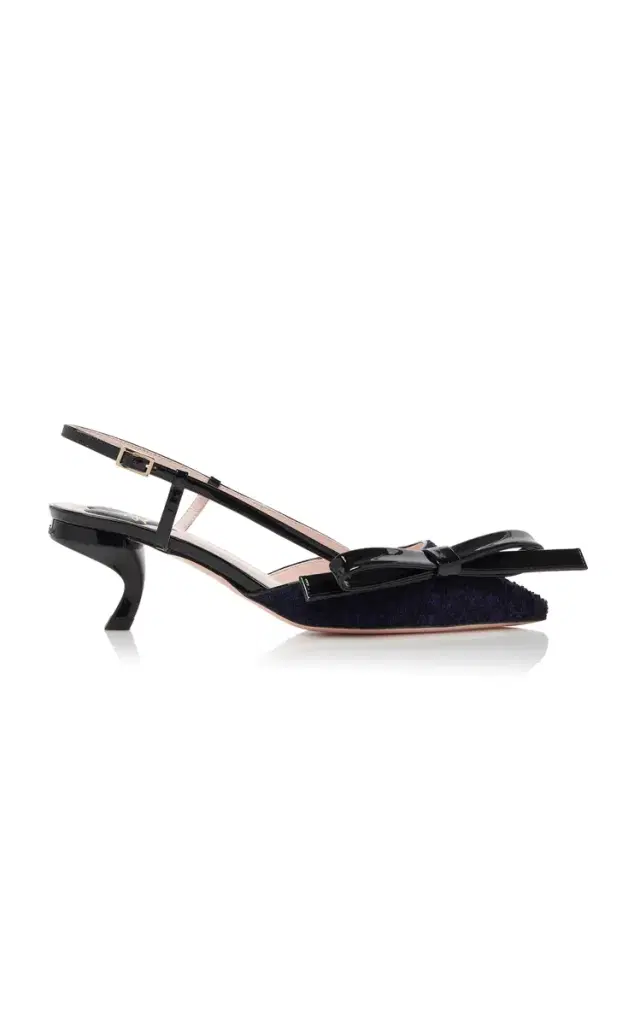 Virgule Bow Wool Slingback Pumps