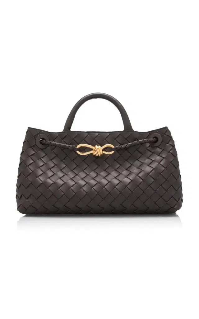 Small E/W Andiamo Intrecciato Leather Tote Bag - Brown - OS