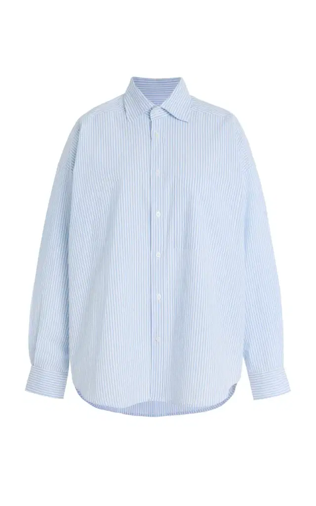 With Nothing Underneath Exclusive The Weekend Striped Cotton-Seersucker Shirt