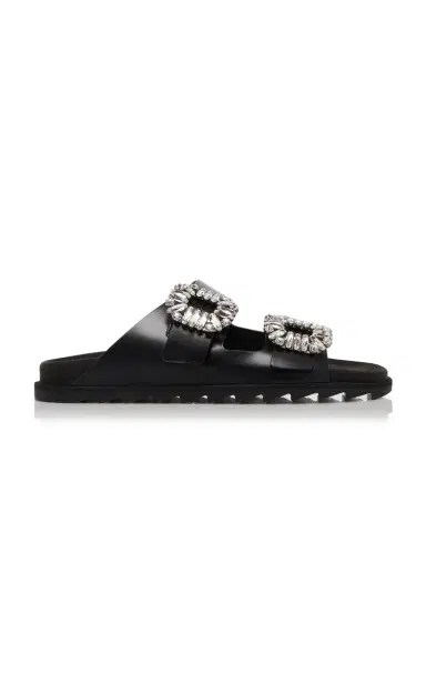 Roger Vivier Slidy Viv Buckle Leather Sandals | Thumbnail 1