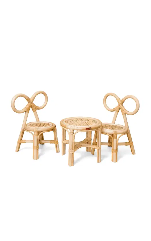 Kids Mini Rattan Toy Table and Chairs Set