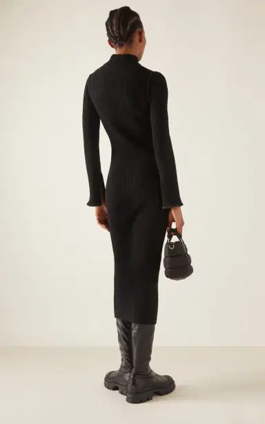 Moncler Half-Zip Knit Crepe Midi Dress | Thumbnail 4