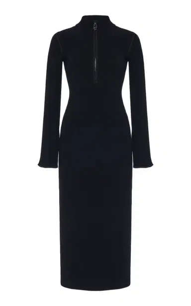 Moncler Half-Zip Knit Crepe Midi Dress | Thumbnail 6