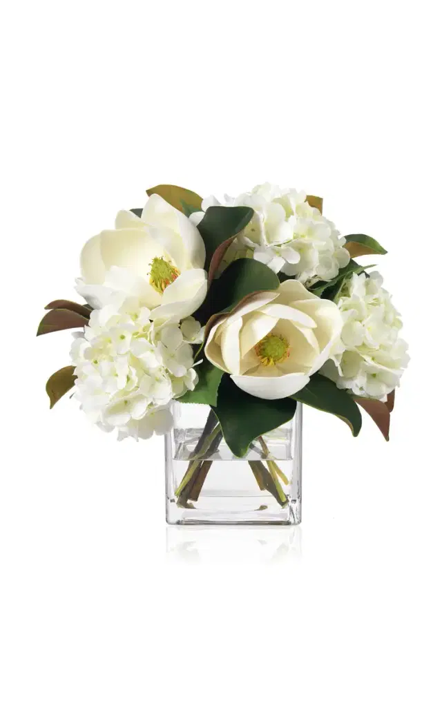 Faux Magnolias and Hydrangea Bouquet - White Faux Magnolias and Hydrangea Bouquet - White