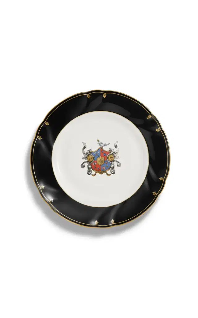 Crest Bone China Dessert Plate - Black
