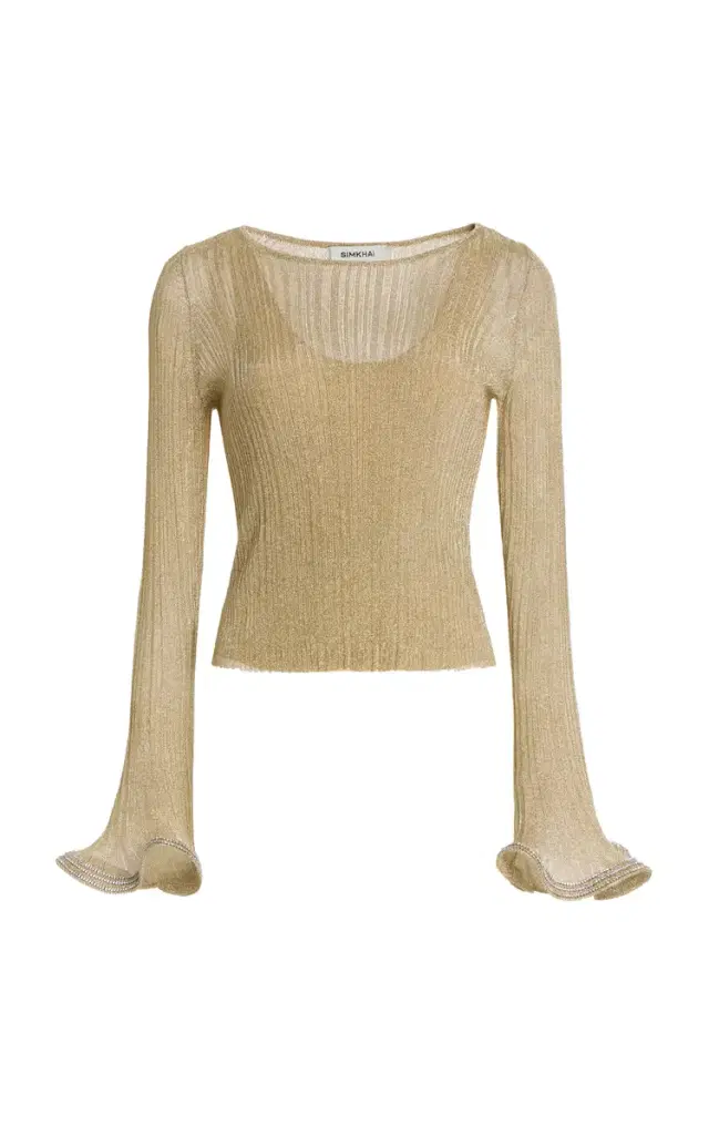 Maebry Metallic Plisse Top