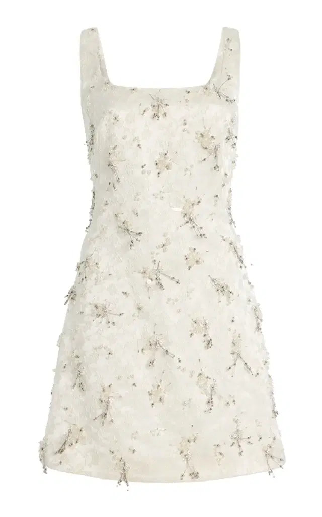 Viva Embellished Floral-Embroidered Satin Mini Dress
