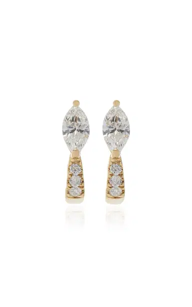 Anita Ko 18K Yellow Gold Flat Pave Diamond Huggies With Marquise Diamonds | Thumbnail 1 Anita Ko 18K Yellow Gold Flat Pave Diamond Huggies With Marquise Diamonds | Thumbnail 1