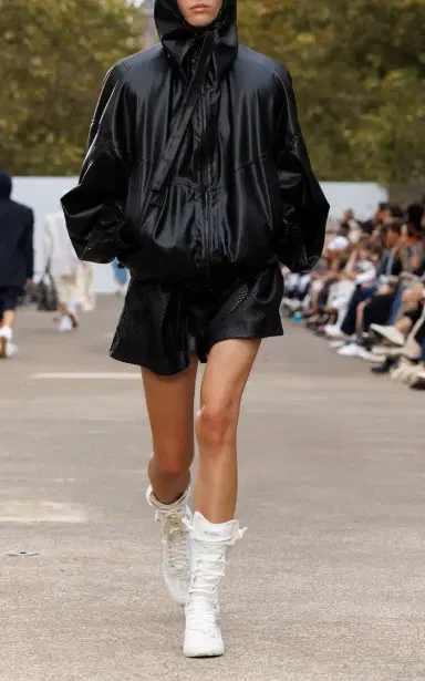 Stella McCartney Hooded Altermat Vegan Leather Bomber Jacket - Black | Thumbnail 2