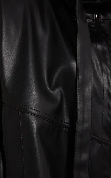 Stella McCartney Hooded Altermat Vegan Leather Bomber Jacket - Black | Thumbnail 4