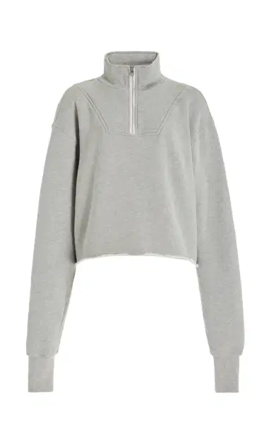 Les Tien Haley Cropped Half-Zip Cotton Sweatshirt | Thumbnail 1 Les Tien Haley Cropped Half-Zip Cotton Sweatshirt | Thumbnail 1