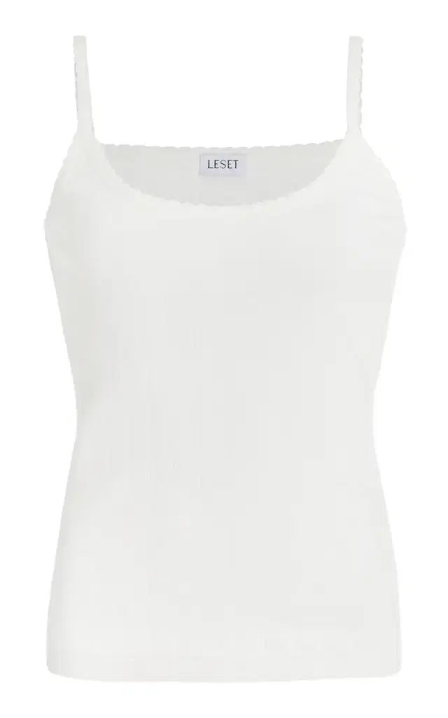 Leset Pointelle-Knit Cotton Tank Top