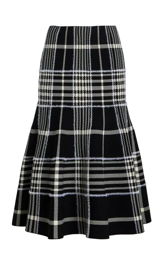 Brandon Maxwell The Rory Plaid-Jacquard Midi Skirt