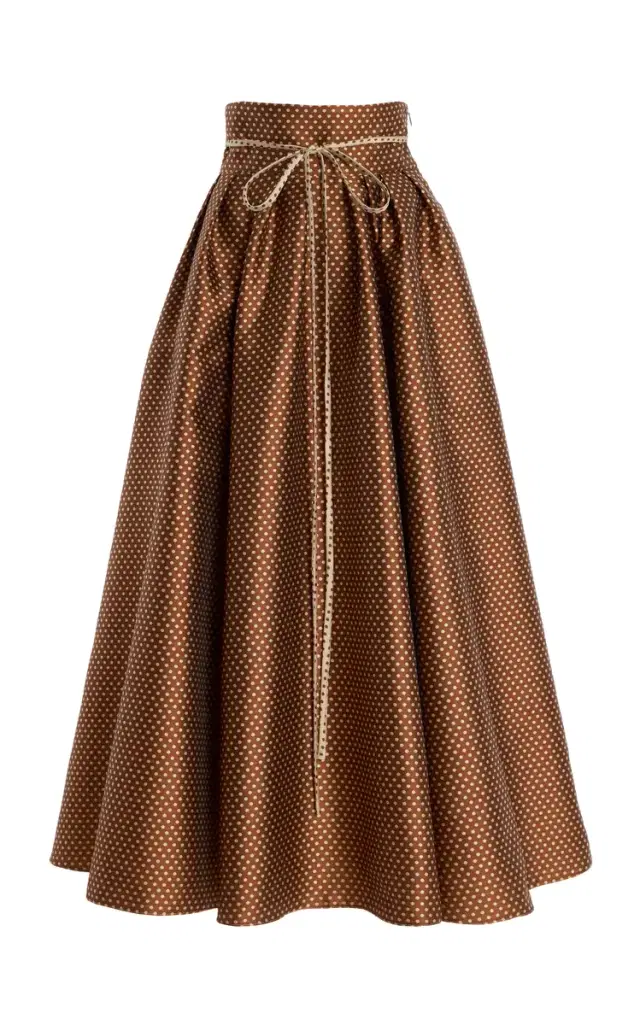 Rosie Assoulin Tie-Belted Satin Midi Skirt